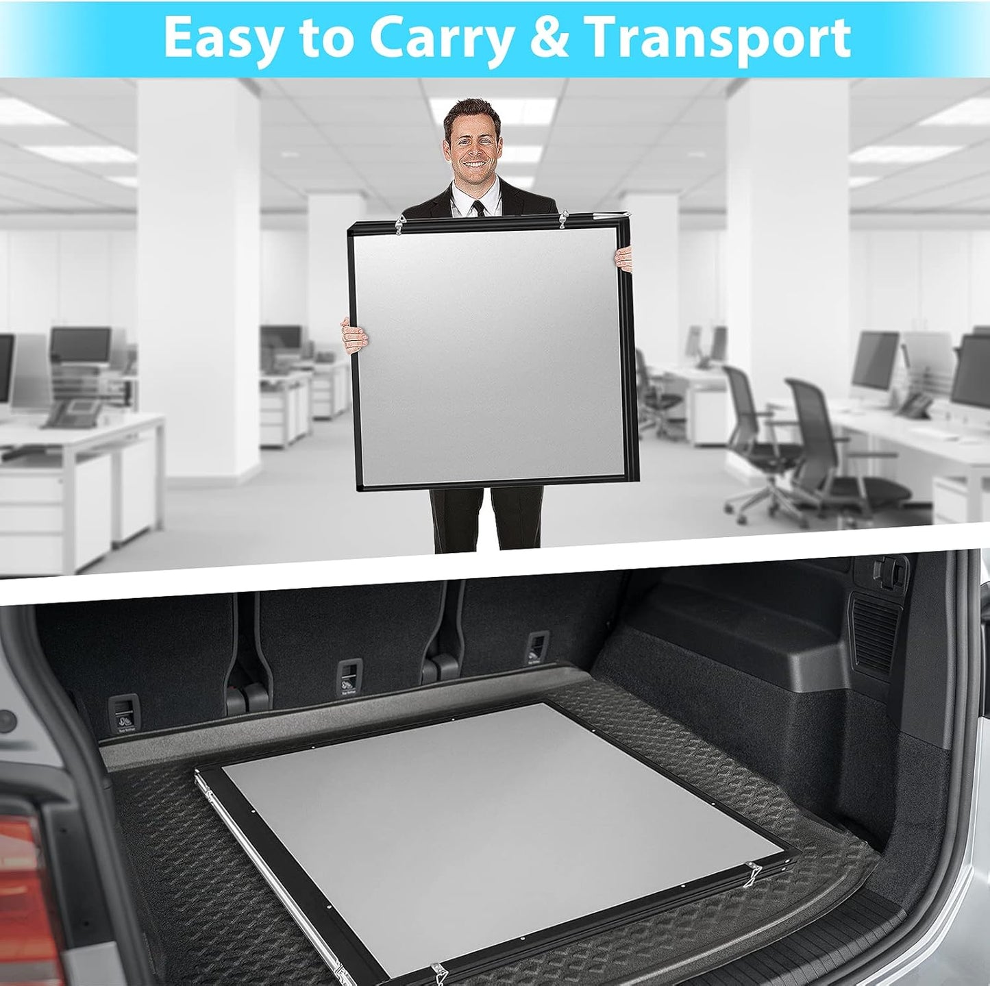 Magnetic White Board Dry Erase Board for Wall，72" x 40" Wall-Mounted Aluminum Frame Marker Board, Foldable Portable Whiteboard with a Long Pen Tray for School, Classroom, Office & Home
