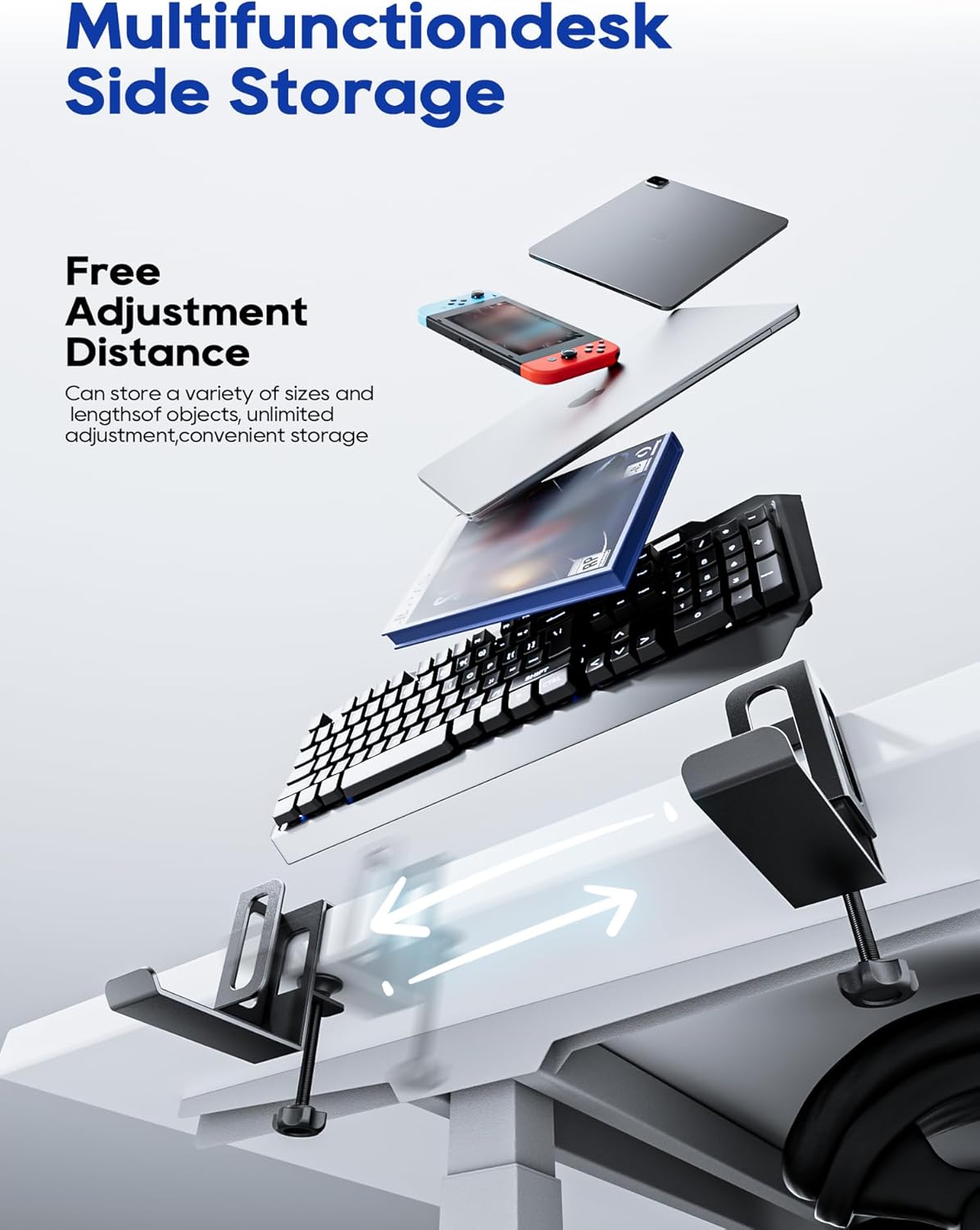 NODOCA 2-Slot Laptop Storage for Desk, Vertical Laptop Stand for Desk, MacBook Vertical Stand, with Headphone Holder, Desk Side Storage for MacBook/Surface/Samsung/HP/Dell[L, Black]