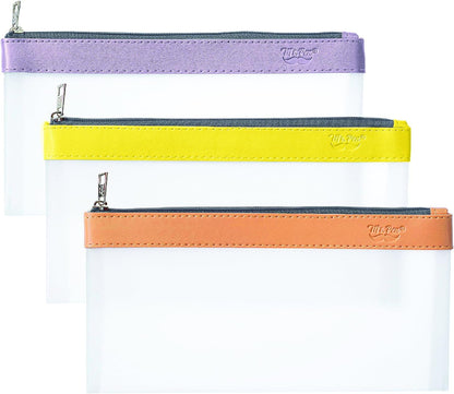 Mr. Pen- Clear Pencil Pouch, 8.50"x4.25", 3 Pack, Durable TPU Material, Medium Water-Resistant Pencil Bags with Smooth Zipper, Multipurpose Clear Pouch for Stationery, School, Office, Travel Supplies