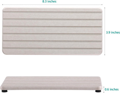 NiuYichee 2 PCS Water Absorbent diatomite Coasters, 8.3" x 4" Water Absorbing Stone Tray for Sink, Stone Drying mat for Kitchen Counter, Stone soap Tray Used for Hand Soaps & toiletries & Plants