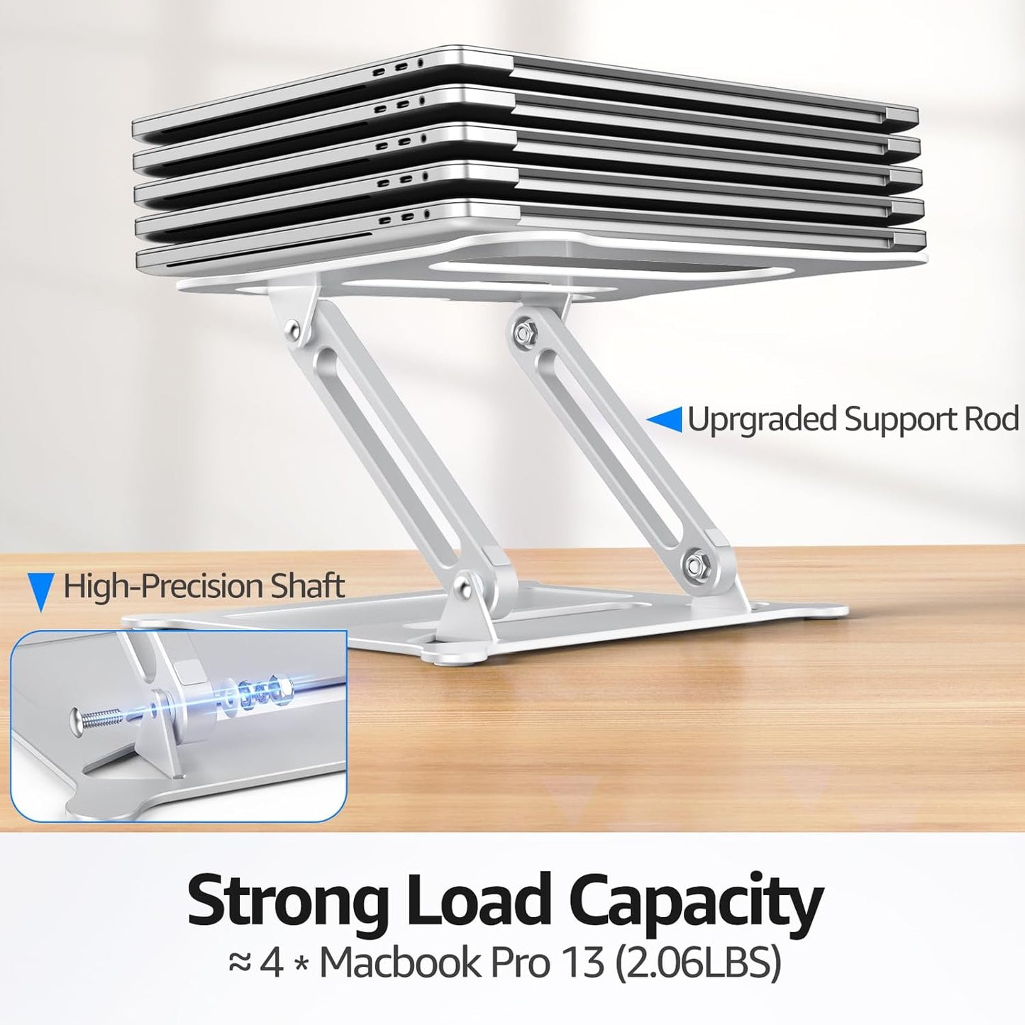 Urmust Aluminum Laptop Stand, Portable Laptop Riser, Adjustable Laptop Stand for Desk Foldable, Ergonomic Computer Notebook Holder for MacBook Air Pro HP, Office Desk Accessories (10-15.6'')- Black