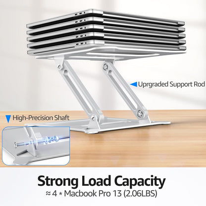 Urmust Aluminum Laptop Stand, Portable Laptop Riser, Adjustable Laptop Stand for Desk Foldable, Ergonomic Computer Notebook Holder for MacBook Air Pro HP, Office Desk Accessories (10-15.6'')- Black