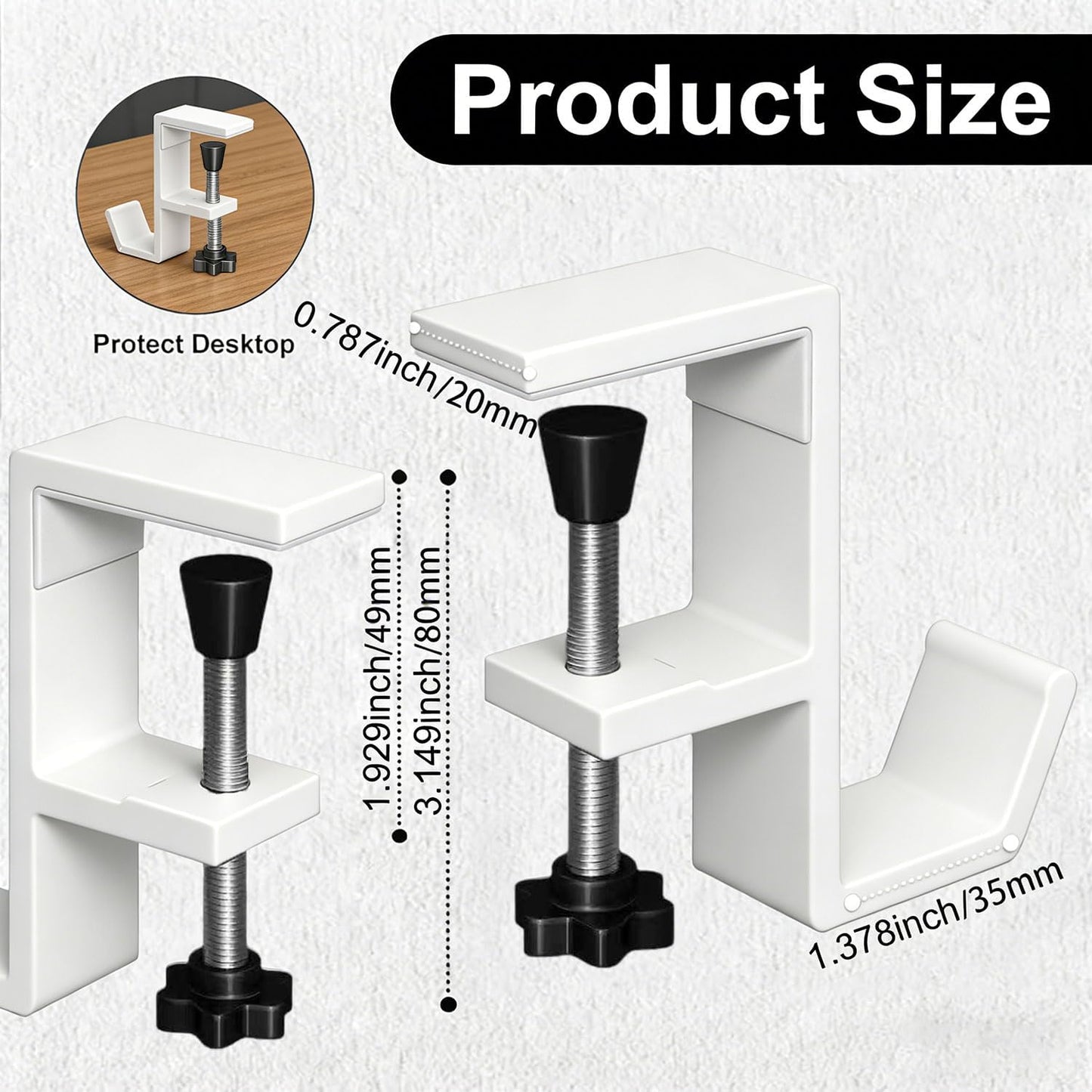 JAKO Headphone Stand - Aluminum Alloy Headphone Holder, Under Headset Stand for Desk Fit for PC Gaming Headset Hanger Hook Suitable for Office, Computer, Student Class Desk, Handmade Creator Table