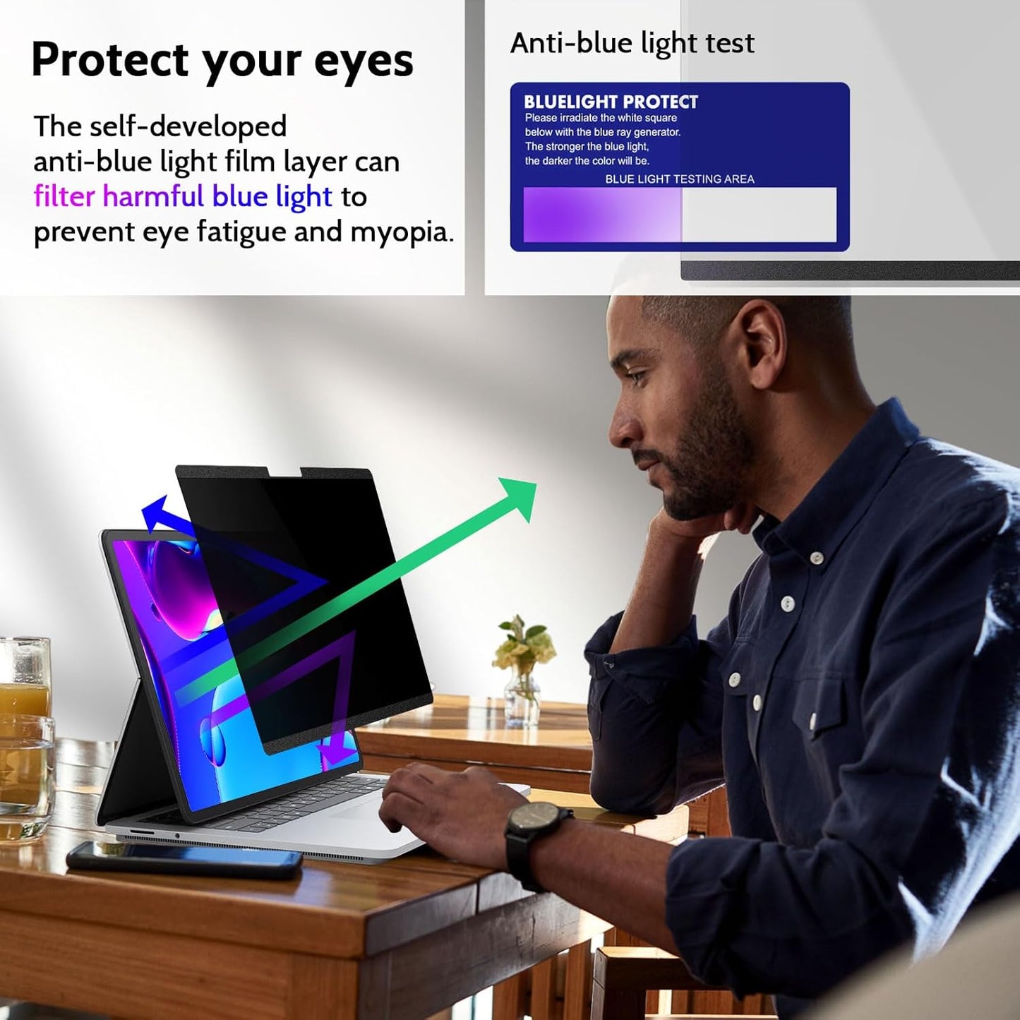 Peslv Magnetic Privacy Screen for Surface Laptop 6/5/4/3/2/1 13.5 Inch, Removable Anti Blue Light Glare Filter, Black Security Private Apy Block Protector