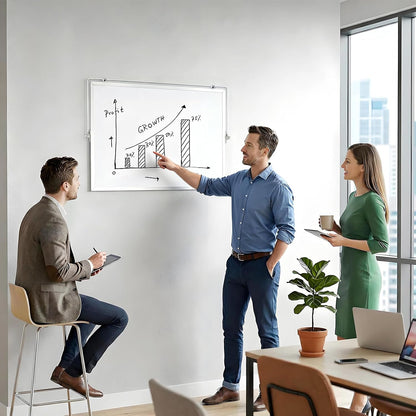 Desktop Whiteboard with Stand, 16" x 12" Double-Sided Dry Erase Board with Stand, Portable Stand White Board for Office, Home, School