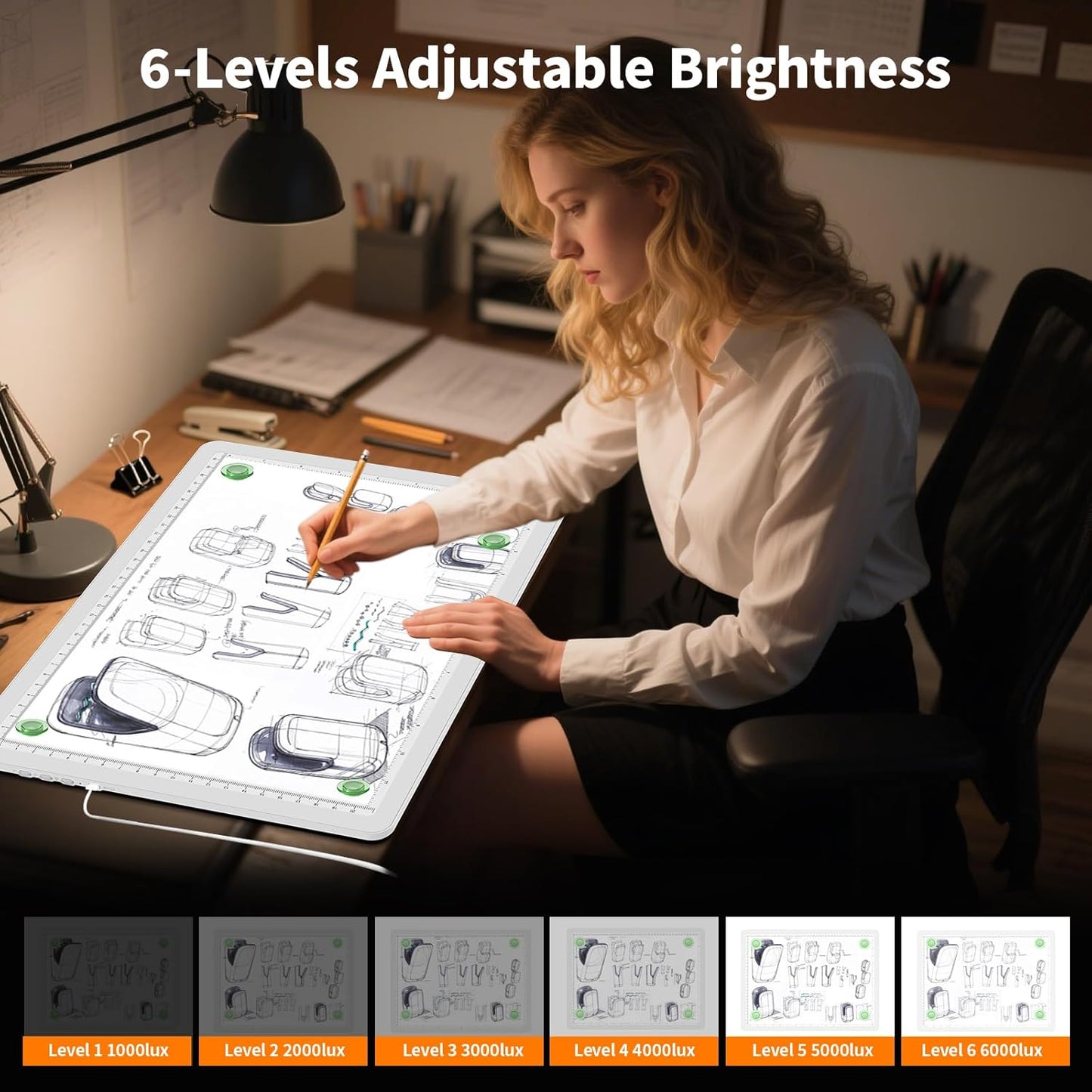 Elice Magnetic A4 Light Board for Diamond Painting, Ultra-Thin Tracing LED Light Box with Side Buttons, Super Bright Diamond Art Light Pad, Light Table for Drawing, Sketching, Weeding Vinyl - Black