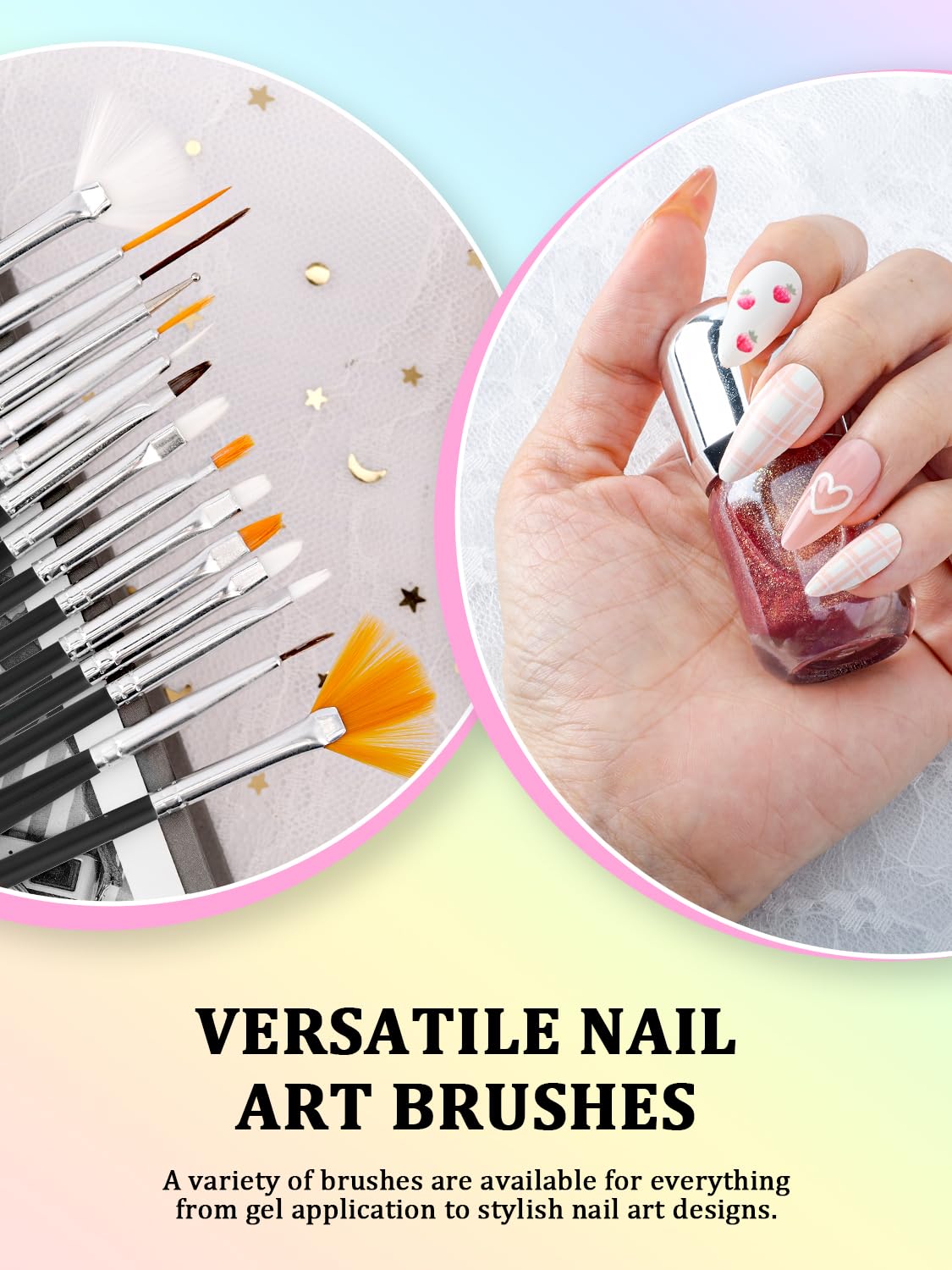 YOOVR Nail Art Tools Set, Nail Stand for Press on Holder for Painting Nails, Nail Art Brushes, Liner Brushes, Nail Dotting Tool, Must Haves Design Tools Supplies Kit for Nail Tech & Beginners (Pink)