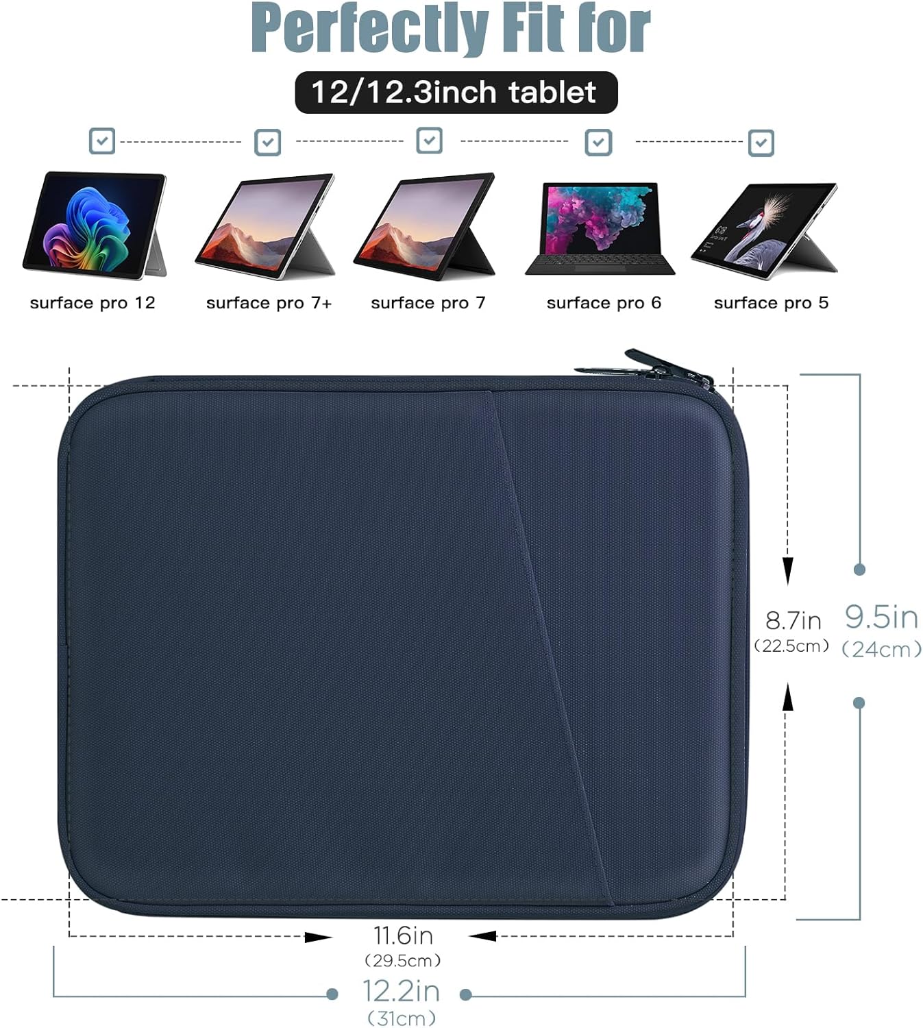 TiMOVO 9-11" Tablet Sleeve Bag for iPad 11-inch A16 2025, iPad 10.9"/10.2"| Air 11 Inch/5th/4th Gen. 10.9", Galaxy Tab A9+/A11Plus 11", Protective Bag with Pocket, Black