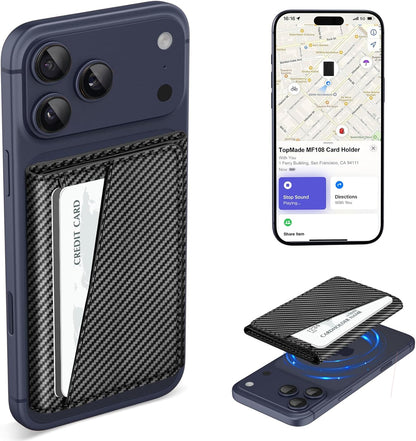 TopMade for Magsafe Wallet, Works with Apple Find My, Strongest Magnetic Wallet for iPhone 17/16/15/14/13/12 Series, Leather Magnetic Card Holder with Tracker, 7 Cards Holder, RFID Blocking, Black