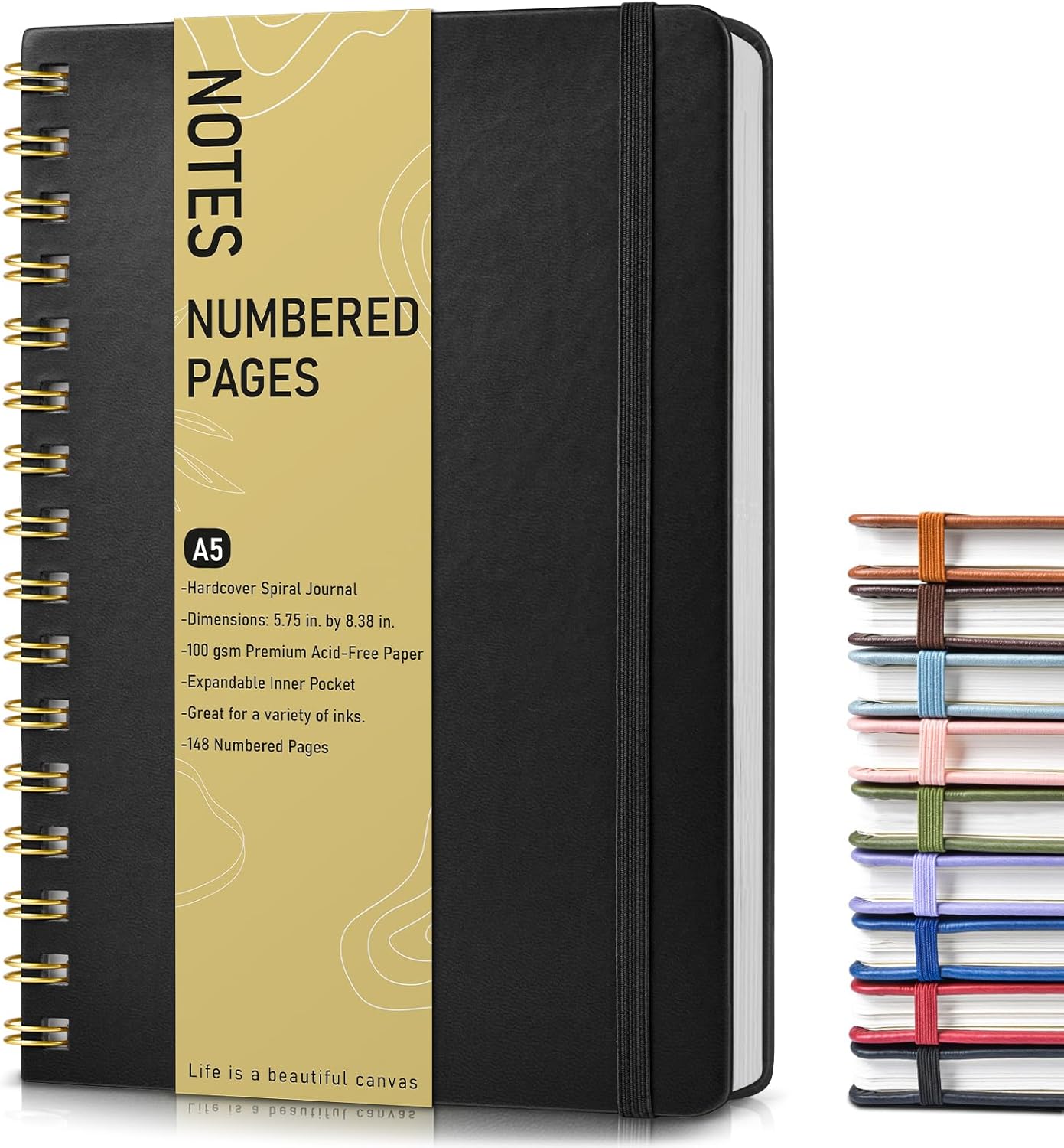 Graph Spiral Journal Notebook, A5 Hardcover Spiral Journals for Women Men, 100 GSM Graph Paper Notebooks, 150 Pages Spiral Bound Grid Notebook for Writing Note Taking Work 5.75" x 8.38" Olive Green