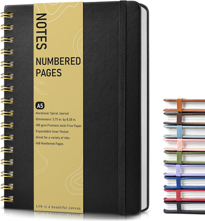 Graph Spiral Journal Notebook, A5 Hardcover Spiral Journals for Women Men, 100 GSM Graph Paper Notebooks, 150 Pages Spiral Bound Grid Notebook for Writing Note Taking Work 5.75" x 8.38" Olive Green