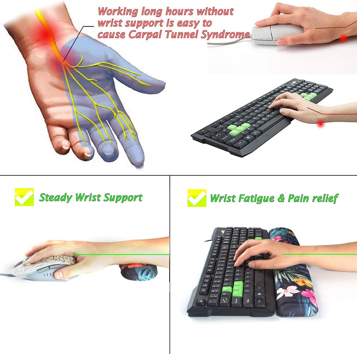 BRILA Memory Foam Mouse & Keyboard Wrist Rest Support Pad Cushion Set for Computer, Laptop, Office Work, PC Gaming - Massage Holes Design - Easy Typing Wrist Pain Relief (Nebula)