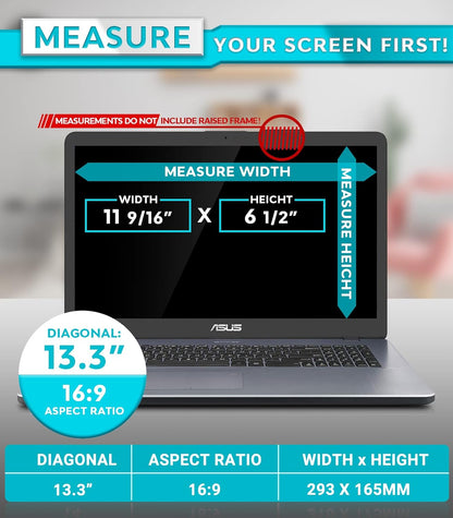 PYS Laptop Privacy Screen 14 Inch 16:10 for Lenovo HP Dell - Removable Laptop Computer Screen Privacy Shield - Anti Glare & Blue Light Laptop Screen Filters for Eye Protection