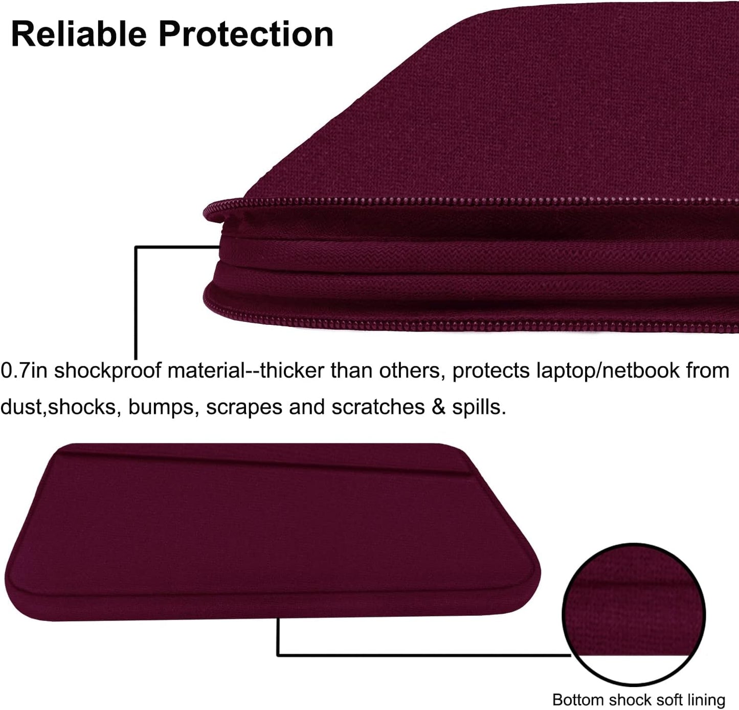 Laptop Sleeve 15.6 inch, Durable Computer Carrying Bag Protective Case Briefcase Handbag with Front Pocket, Slim Laptop Cover for 15-16 Inch HP, Dell, Lenovo, Asus, Notebook, Black