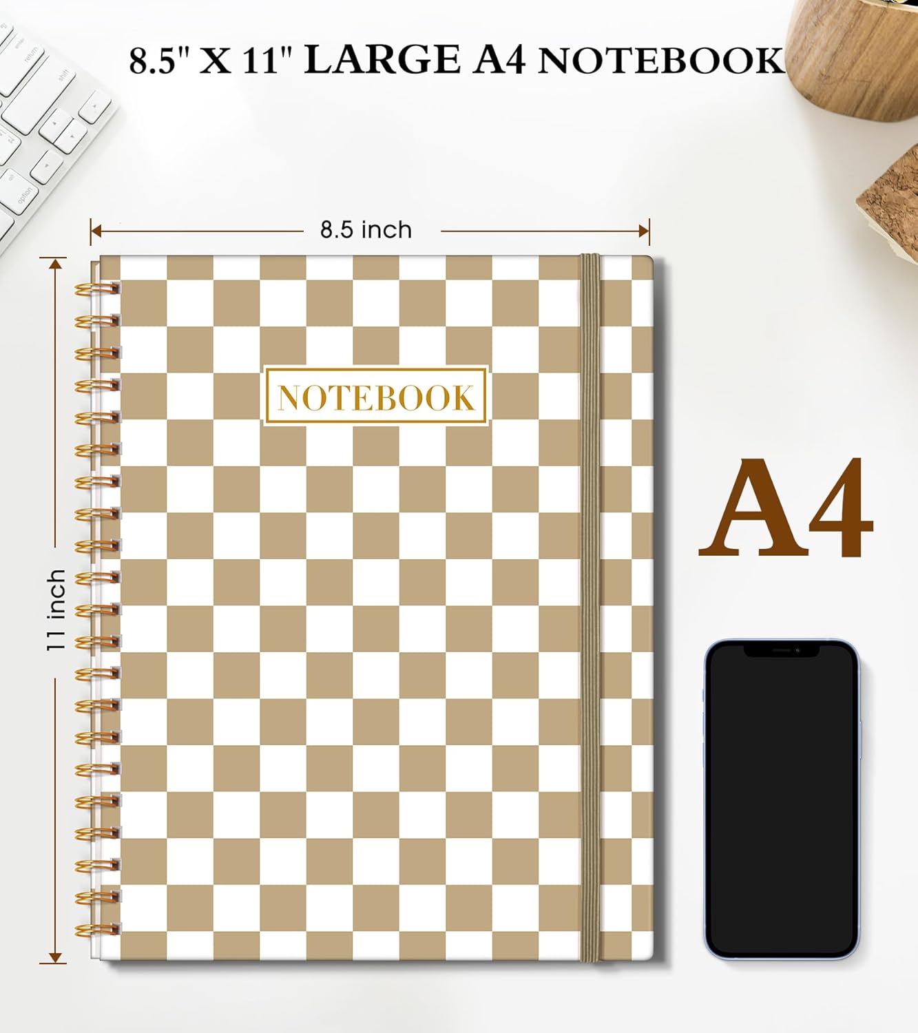 Dotted Notebook, Spiral Notebook Journal 8.5” x 11”, A4 Large Dot Grid Notebooks for Women Men, 100 GSM Dotted Paper, Plastic Hardcover Spiral Bullet Journals for Work School Sketching, Green