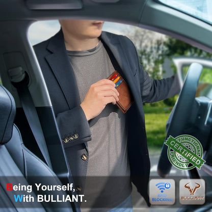BULLIANT Men Airtag Wallet,Slim Wallet Money Clip Card Holder Magnetic Closure 12 Cards in Front Pocket RFID Blocking
