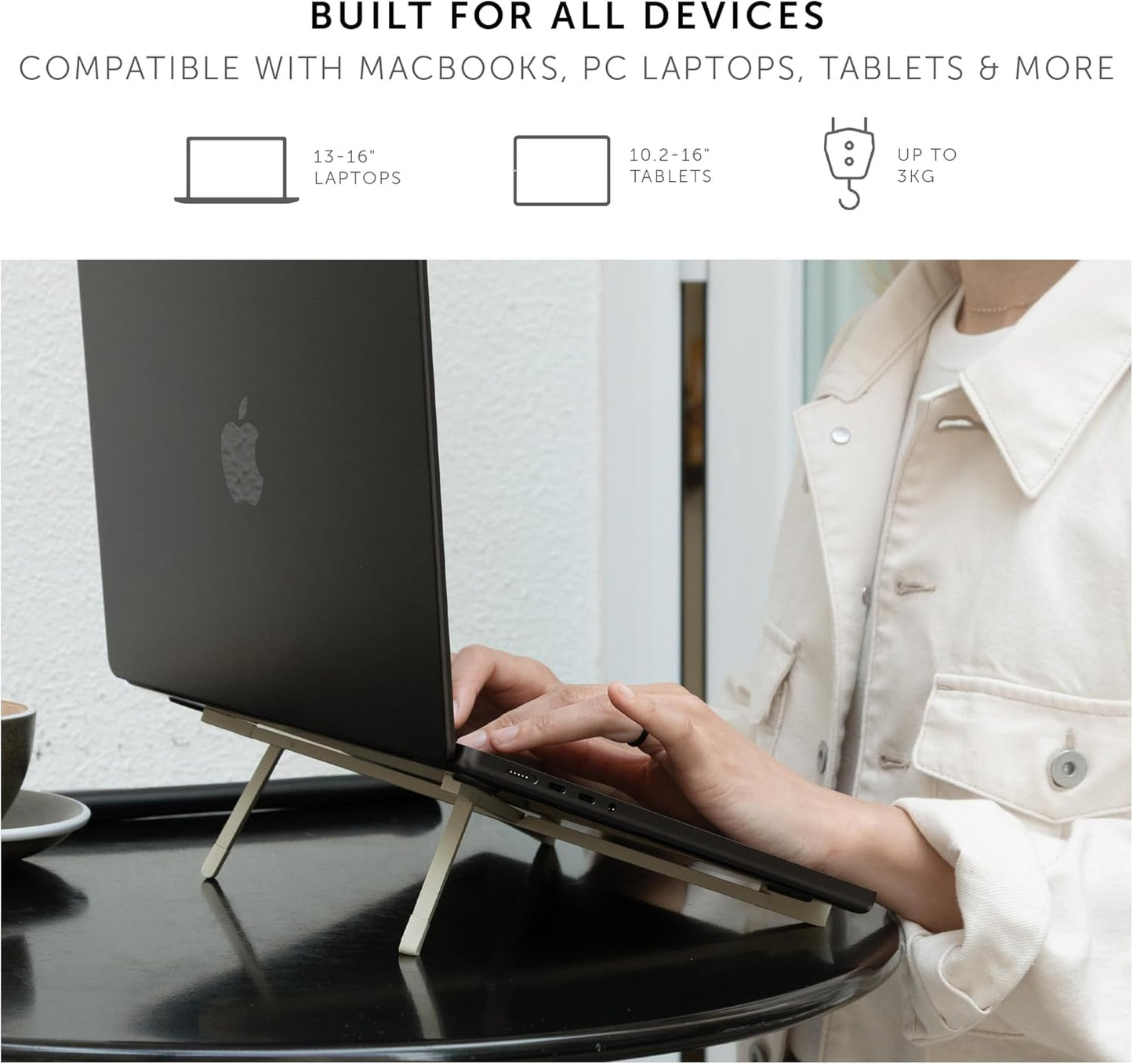 Native Union Fold Laptop Stand – Ultra-Slim Foldable & Portable Laptop Stand – Ergonomic & Optimized Viewing Angle – for 13 to 16 Inch MacBooks & Laptops, 10 to 16 Inch iPads & Tablets (Black)