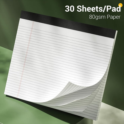 5 Pack Wide Legal Pads 11" x 9.5" Landscape Pink Purple Blue Green Yellow College Ruled Note Pad Narrow Ruled 30 Sheets per Notepad Perforated Writing Paper Thick Backboard Horizontal Pads of Paper