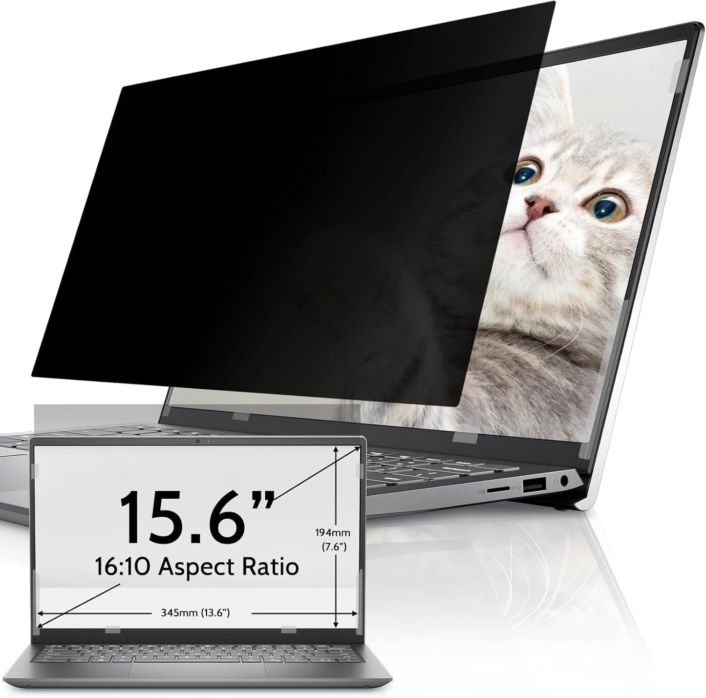 IPROKKO Laptop Privacy Screen 14 Inch 16:9 Aspect, Compatible with HP, Dell, Acer, Asus, Samsung, Lenovo Yoga & More, Removable Anti Blue Light Glare Spy Computer Monitor Filter Security Shield