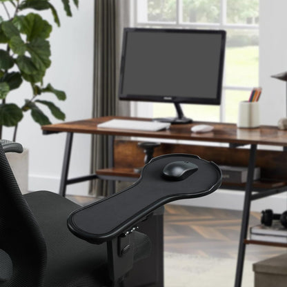 Ergonomic Adjustable Arm Rest Mouse pad for Chair, Mouse Extension Platform Tray with Mouse Baffle to Prevent Falling, Attaches to Chair, Black (Black（YYLL8326）)