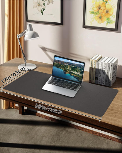 Leather Desk Pad Protector, Office Desk Mat, Large Mouse Pad, Non-Slip PU Leather Desk Blotter, Laptop Desk Pad Desk Accessories for Office and Home (Black, 40" x 17")