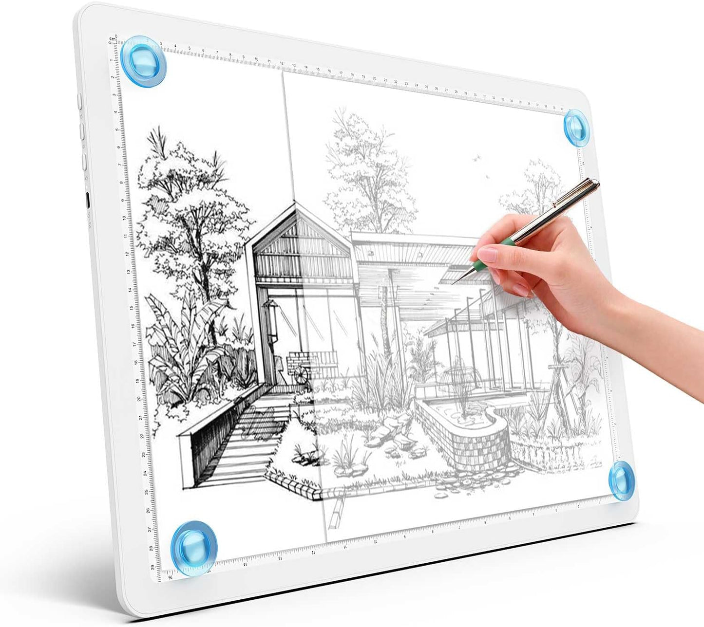 Heanolier A4 LED Copy Board Light Tracing Box,Super Bright Magnetic Light pad with Side physical Buttons,Adjustable Corded Light Table for Tattoo Transferring,Drawing, Light Board for Diamond Painting