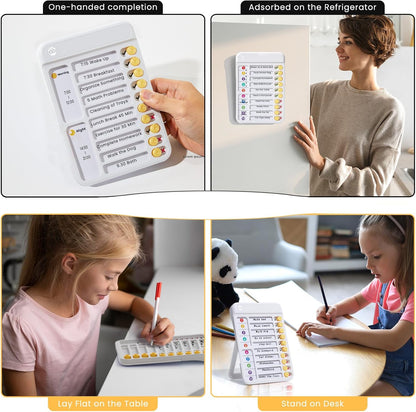 Chore Chart for Kids, Checklist Planning Board with Sliders, 19 Personalizable Sheets and Magnetic Marker, ADHD Tools for Kids to Do List Routine Chart Visual Schedule Board with Stand