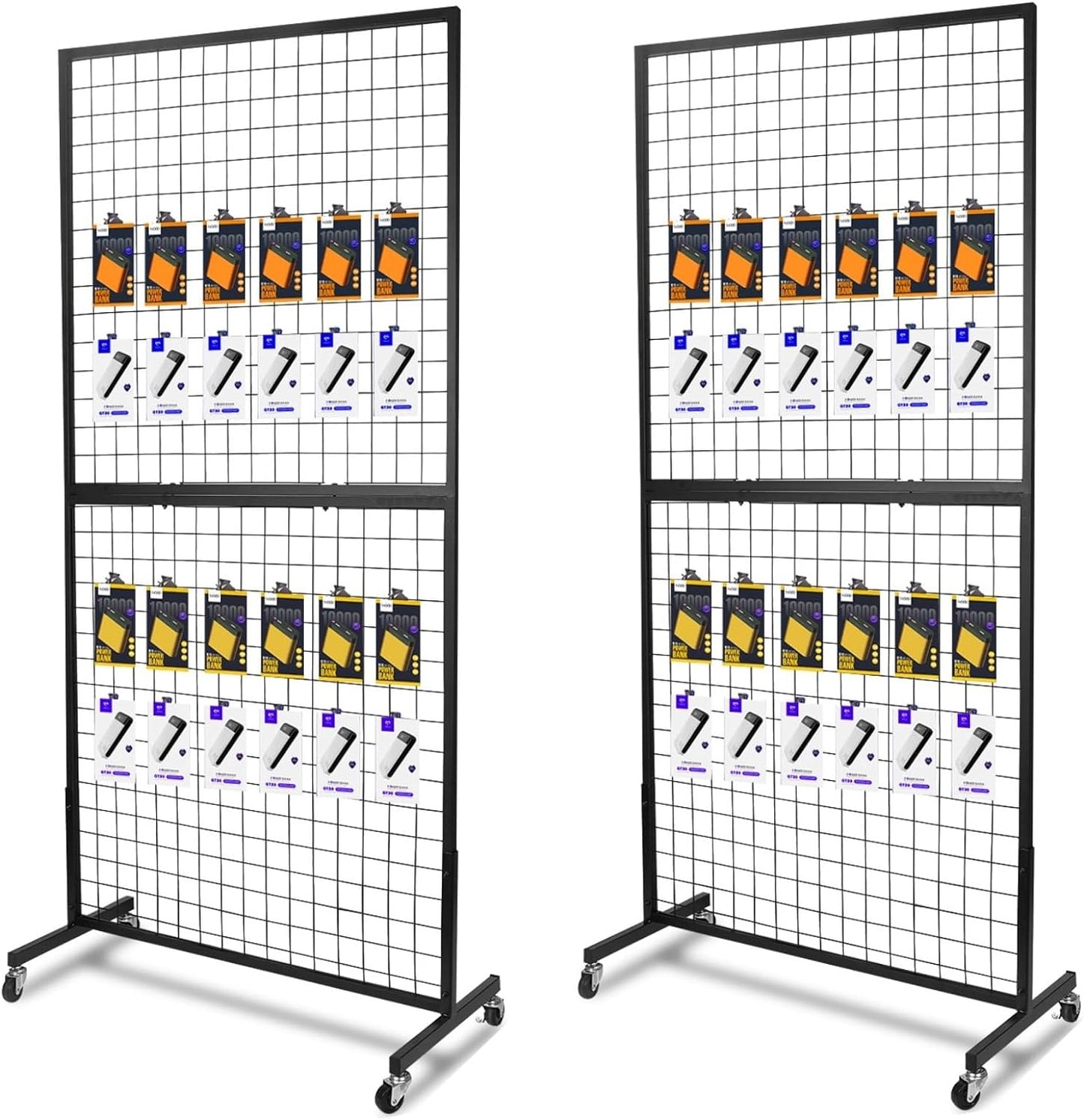 NectaCol Grid Wall Panels, 2 Packs 2'x 6' Gridwall Panels Tower with T-Base, Black Wire Grid Wall Display Rack, Craft Show Display Rack, Art Gridwall Display Stand