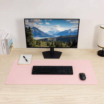 Leather Desk Pad,Wolaile 36x17 inch Large Mouse Pad,Waterproof Non-Slip Writing Desk Blotter,Computer Mat Desktop Protector for Office Home,Black