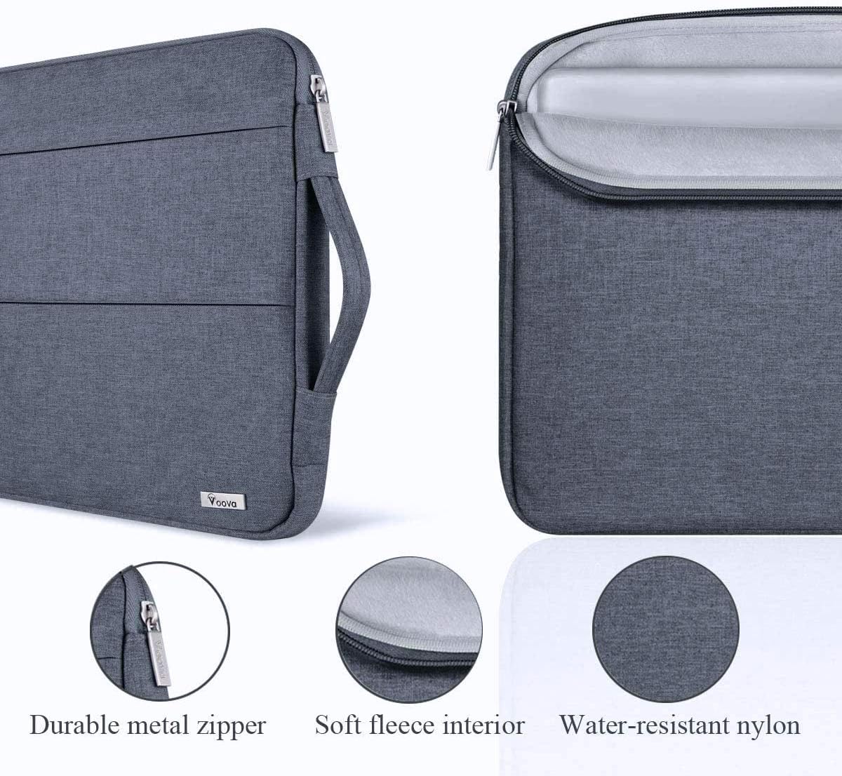 Voova 15.6 16 Inch Laptop Sleeve Case Compatible with MacBook Pro 16 M1/M2/M3/M4 Max 2019-2025, 15.6-16” Hp Lenovo Acer Asus, Waterproof Slim Computer Bag Cover with Handle, Grey