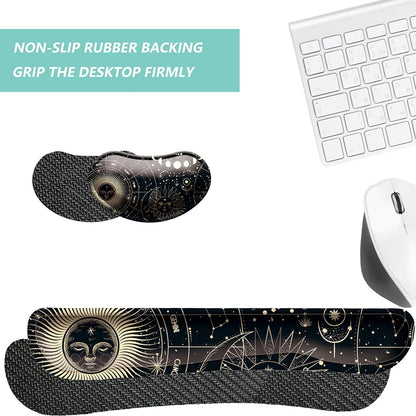 Keyboard Wrist Rest Mouse Wrist Support Set, Memory Foam Wrist Rest Pad for Computer Laptop Keyboard Mouse, Ergonomic Wrist Cushion Support for Typing Pain Relief, Gaming Home Office, Flowers Grass
