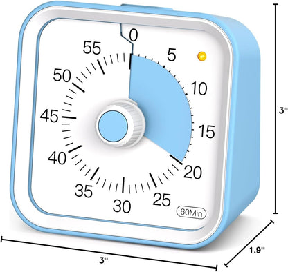 Visual Timer for Kids with Pause Function, 60 Minute Countdown Timer for Kids Desk Study, Teaching, Kitchen Cooking, Office Meetings, Time Management for ADHD (White)