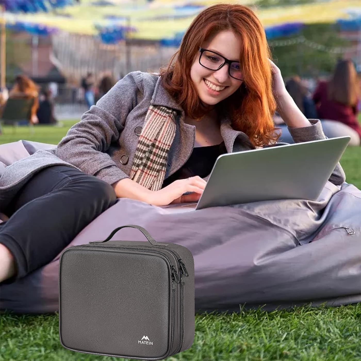 MATEIN Cable Organizer Bag, Waterproof Travel Electronic Storage, Shockproof Portable Double Layer Tech Bags Carrying Case for Cord, Earbuds, Charger, SD Card, DJ Gifts, Black