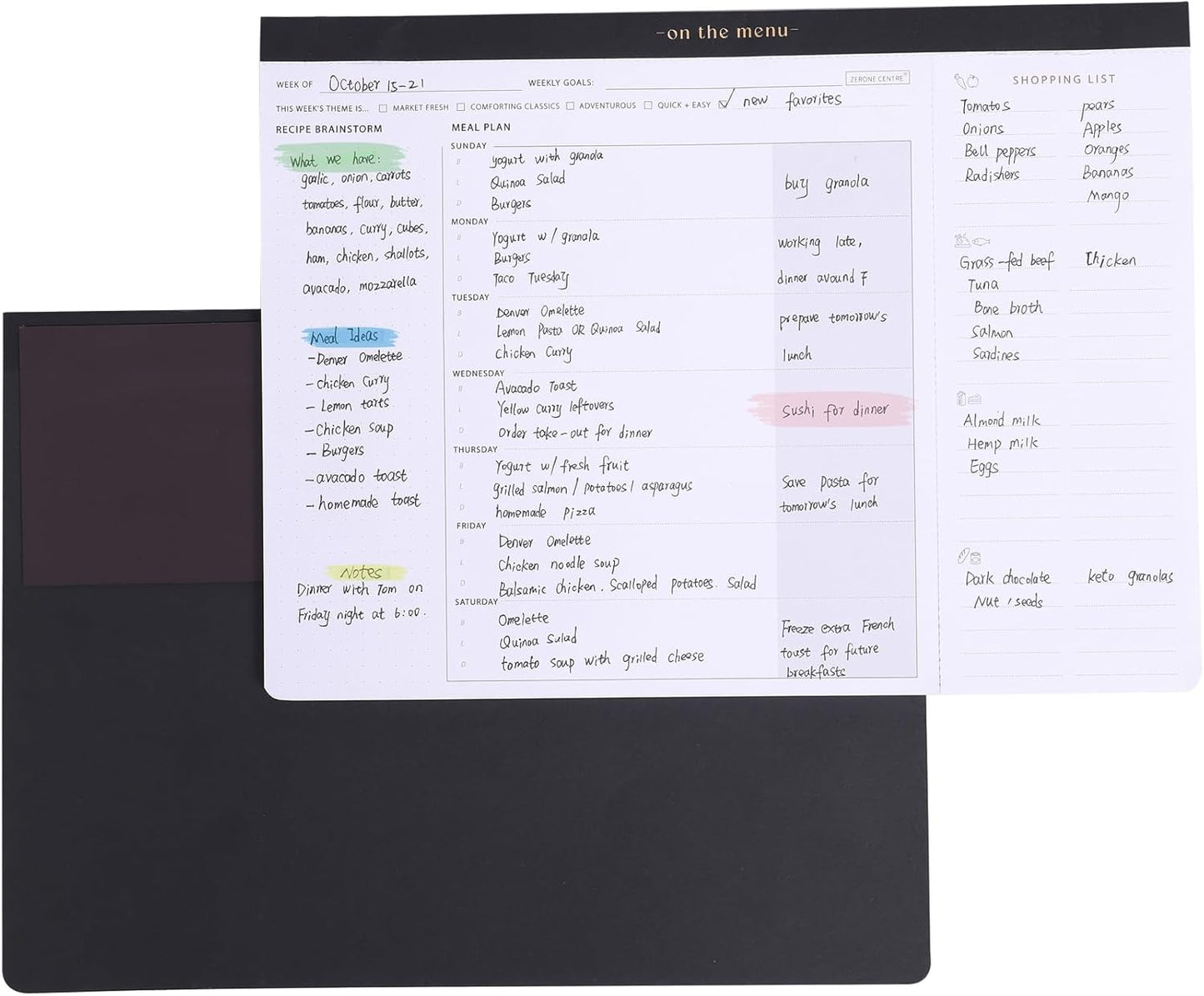 ZERONE CENTRE Productivity Weekly Planner - 54 Sheets Dashboard Spiral Deskpad Has 6 Focus Areas to List Tasks for Goals, Projects, Clients, Academic, or Shopping-Organize Your Daily Work Efficiently