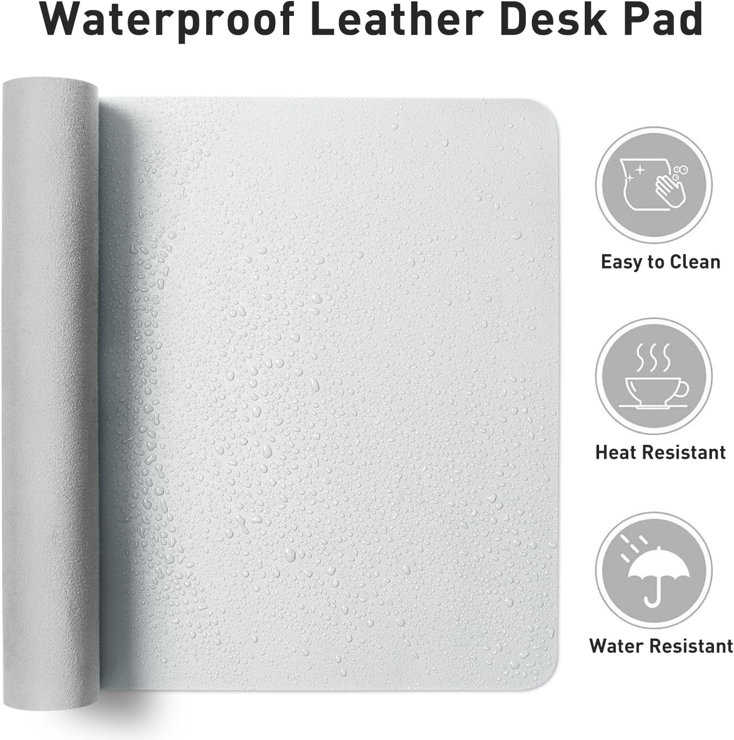 Aothia Non-Slip Waterproof PU Leather Desk Pad Protector for Mouse, Writing Desk, Office, Home, Laptop Blotter, 23.6" x 13.7", Black - Colors A