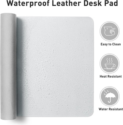 Aothia Non-Slip Waterproof PU Leather Desk Pad Protector for Mouse, Writing Desk, Office, Home, Laptop Blotter, 23.6" x 13.7", Black - Colors A
