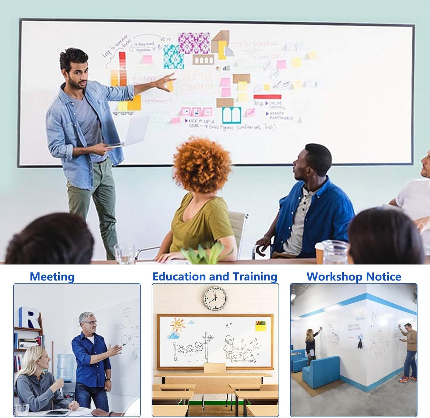 Self-Adhesive Dry Erase Whiteboard Sticker, 31.50" x 15.75" Magnetic Receptive White Board Wall Film, No Ghosting, Easy Write & Clean | Peel & Stick for Office, Home & Classroom,Incl. Accessories