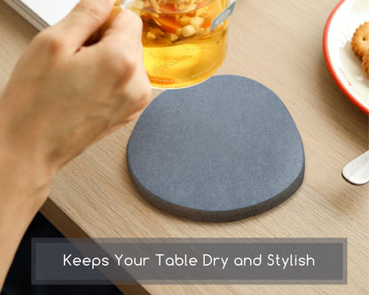 Diatomaceous Earth Coasters,3.9"x3.9", Quick-Dry, Absorbent, Heat-Resistant, Modern Stone Design, Dark Gray, Irregular Shape (2, Grey)