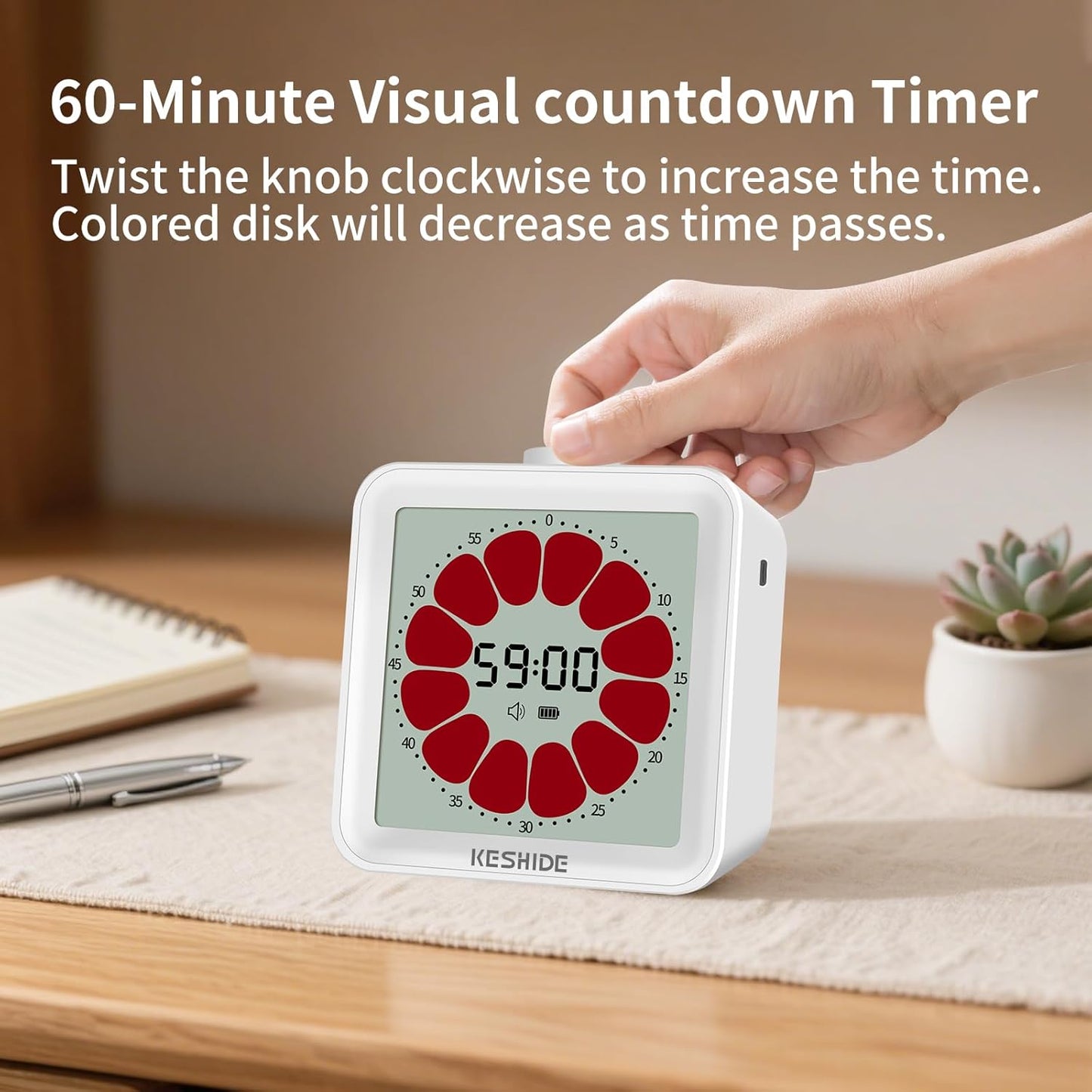 Visual Timer for Kids and Adults,LCD Digital 60-Minute Countdown Timer Silent Classroom Timer, Time Management Tool for Home, School, or Work