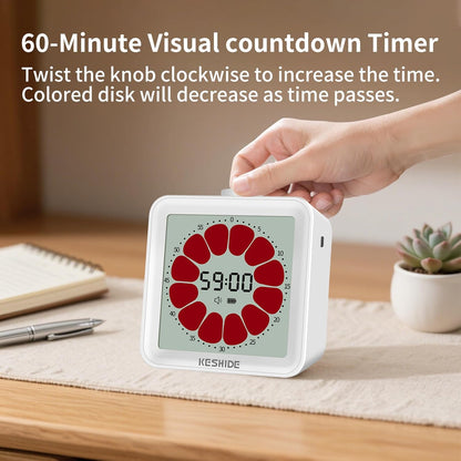 Visual Timer for Kids and Adults,LCD Digital 60-Minute Countdown Timer Silent Classroom Timer, Time Management Tool for Home, School, or Work