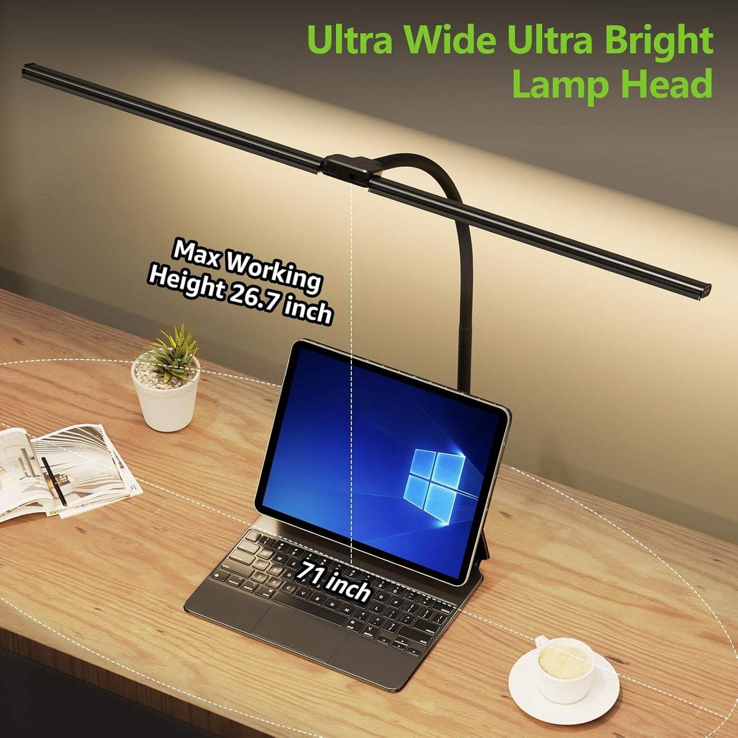 ShineTech LED Desk Lamp for Home Office, Ultra Bright Clamp Light with Flexible Gooseneck, 25 Lighting Modes, Eye-Caring Architect Lamp for Dual Monitors, Reading & Gaming Setup