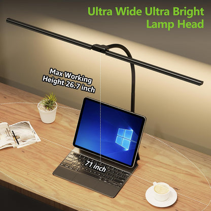 ShineTech LED Desk Lamp for Home Office, Ultra Bright Clamp Light with Flexible Gooseneck, 25 Lighting Modes, Eye-Caring Architect Lamp for Dual Monitors, Reading & Gaming Setup