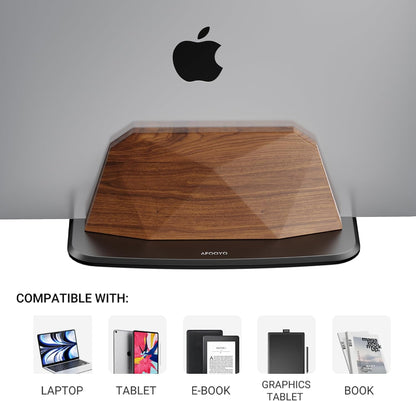 AFOOYO Vertical Laptop Stand - Dual Slots Walnut Adjustable Laptop Holder,Desktop Dock Compatible with All MacBook, Surface,Chromebook,Dell & More(Walnut)