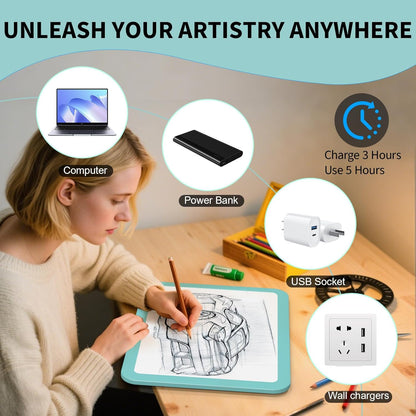 PICOVISTA Rechargeable A3 Diamond Art Light Board,Super Bright Tracing Light Box,6 Levels Brightness with 3 Colors Mode, Wireless LED Pad for Diamond Painting,Weeding Vinyl,Sketching & Drawing