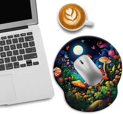 LIMKRIAN Cat Ergonomic Mouse Pad with Wrist Rest, Gaming Mouse Pad with Wrist Support, Funny Mouse Pads for Desk, Computer Mousepad with Non-Slip Pain Relief PU Base, Cute Office Desk Accessories