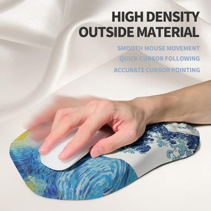 Ergonomic Raised Mouse Pad Wrist Support with Bilateral Slope Memory Foam Mousepad for Wrist Rest and Carpal Tunnel Pain Relief 11.8x7.9〃 Black