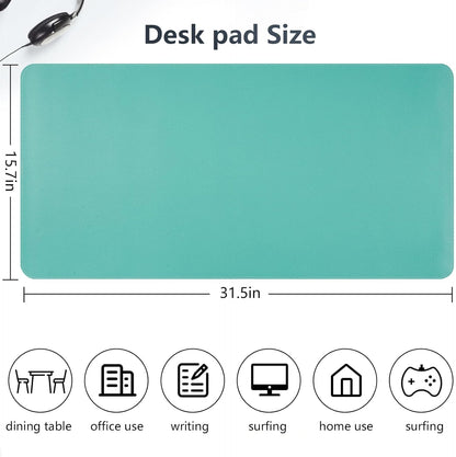 Dual-Sided Desk Pad, Large Mouse Pad - Natural Cork & PU Leather Non-Slip Waterproof Desk Mats for Office and Home (Blue, 31.5" x 15.7")