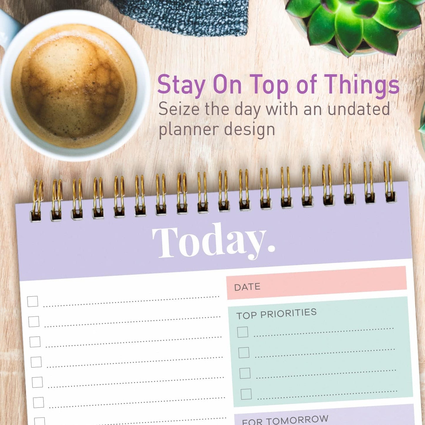 Sweetzer & Orange Daily & Weekly To Do List Notepad – Undated Work Planner & Organizer with Wish List Section, 52-Sheet Coiled Task Pad for Productivity – MAUVE To Do List Notebook for Work