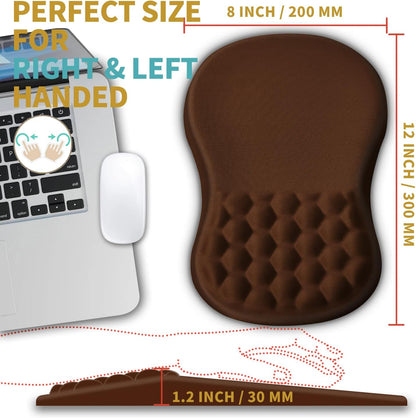 Hokafenle Ergonomic Mouse Pad Wrist Support with Massage Design, Wrist Rest Pain Relief Mousepad with Memory Foam&Non-Slip PU Base, Mouse Pads for Wireless Mouse & Desk (12x8 inch,Black)