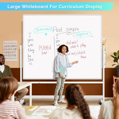 maxtek Magnetic Mobile White Board, 40 x 24 Double Sided Dry Erase Board Rolling Whiteboard, Aluminum Frame Standing Whiteboard on Wheels for Home Office Classroom (40 x 24 Black)